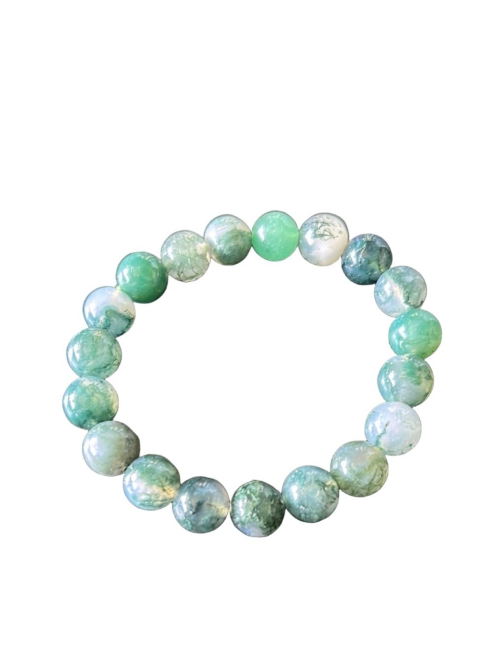 Green Moss Agate Beaded Bracelet for healing, growth and renewal